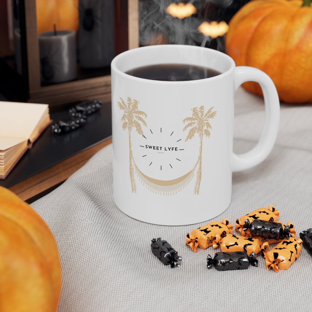 Feel all the happy vibes with this Sweet Lyfe ceramic mug. Inspired by seeing the good in life and knowing great things are coming, this uplifting mug is the perfect addition to your collection. With this mug you can radiate positivity while drinking your morning coffee. This mug is 11 oz, lead and BPA free, and microwave and dishwasher safe!
