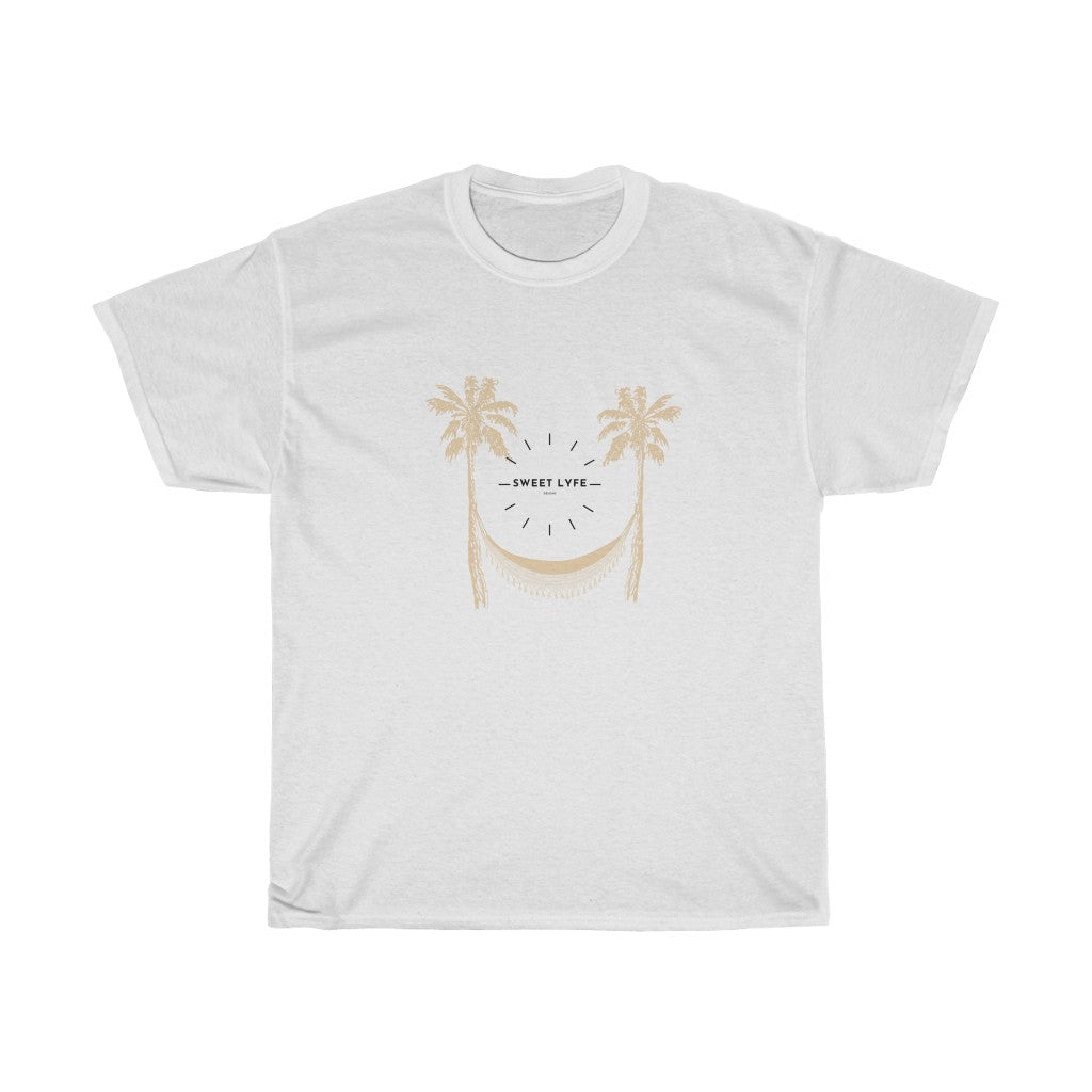 Feel all the happy vibes with this Tropical Sweet Lyfe Cotton T-shirt. Inspired by seeing the good in life and knowing great things are coming, this uplifting t-shirt is the perfect addition to your closet. Made with a super soft cotton, you can radiate positivity and be comfortable at the same time. Shop our unique and exclusive designs at Sweet Lyfe today.
