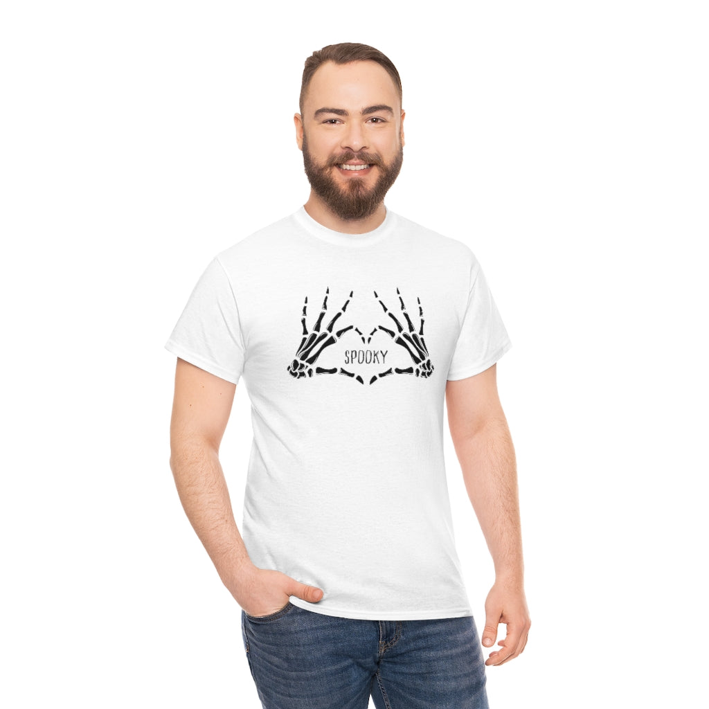 Spooky Skeleton Heart Hands Cotton T-shirt