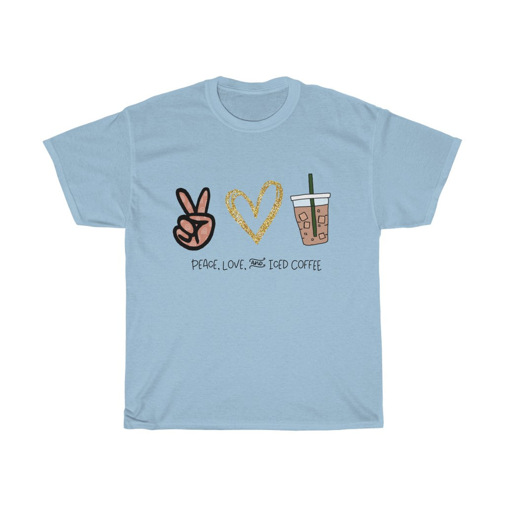Peace, Love, and Iced Coffee... the only things that matter! This crewneck sweatshirt is perfect for those walks to get coffee, or just for cozying up at home with your favorite iced coffee in hand. This sweatshirt makes the perfect gift for that iced coffee drinker in your life!