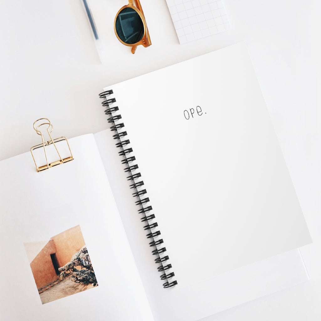 Ope. Ope is a tiny exclamation of surprise, a word you would use if you, say, accidentally bumped into somebody. As in: "Ope, sorry!" This notebook can do the polite apologies so you don't have to! Perfect gift for that midwestern soul in your life! This journal has 118 ruled line single pages for you to fill up!