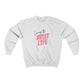 Living the sweet lyfe in a sunny state of mind.  This crewneck sweatshirt gives off girly vibes.  With light pink lettering, you can make your outfit pop and show off your trendy side at the same time.  Put on this sweatshirt and let the compliments roll in and keep the good times going.