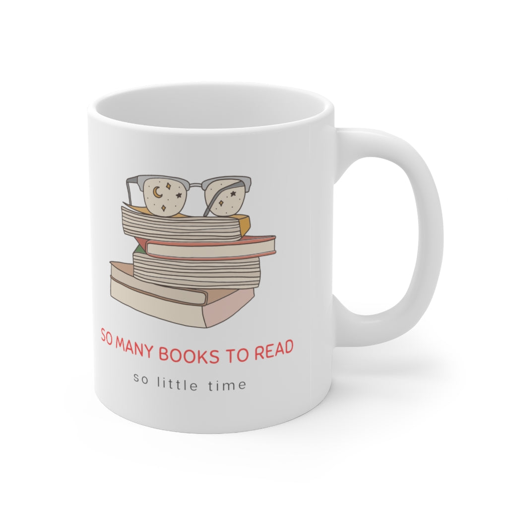 To all the book lovers out there, this ceramic mug is for you! Inspired by bookworms everywhere, this mug has a cute book design with the phrase “So Many Books To Read So Little Time”. This stylish mug is great for snuggling up on the couch with a new book in hand and sipping some tea. This is a great gift idea for your bookclub or anyone who is a reader. This mug is 11 oz, lead and BPA free, and microwave and dishwasher safe!