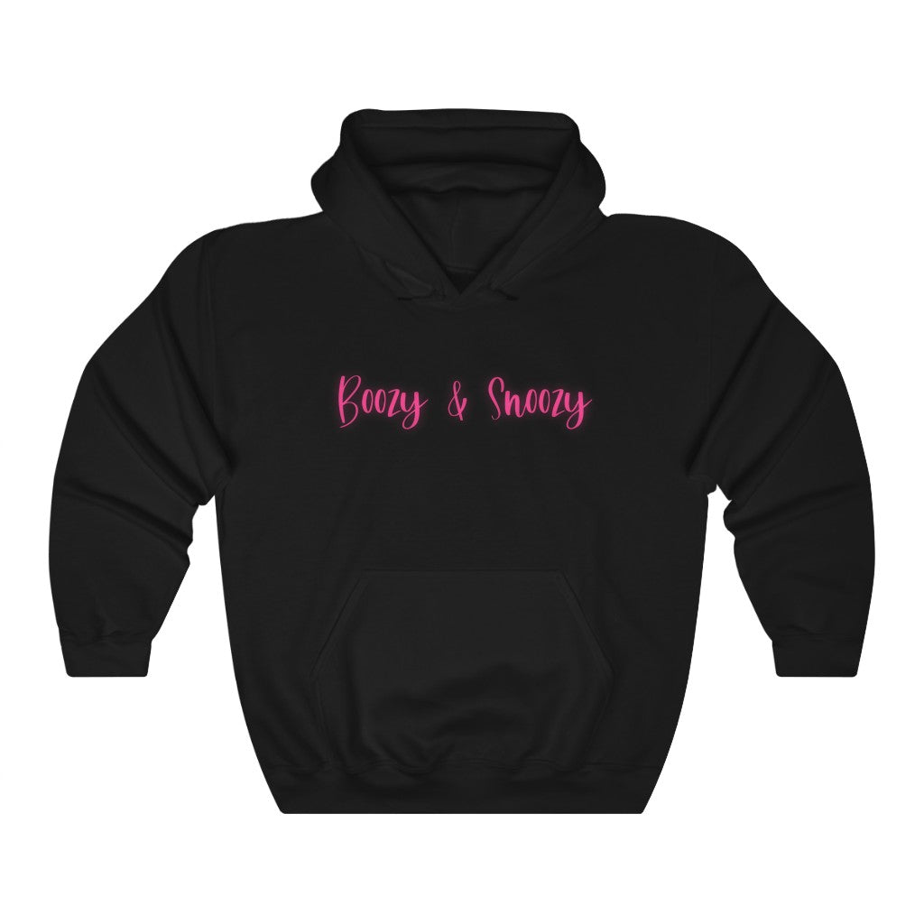 Boozy and Snoozy! Sleepy but still need a drink? This hoodie sweatshirt is perfect for brunch with the girls or a great gift for your boozy friends. After a long nigth out partying you can throw on this festive hoodie to make your way through the day.