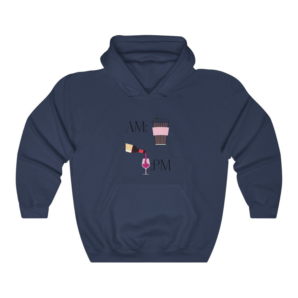 This cute hoodie shows off your schedule... coffee in the morning and wine at night, there is no other way. With bright pinks and reds, this sweatshirt stands out and is a perfect cozy piece to add to your collection. Designed with a luxurious cotton, you will never want to take it off.
