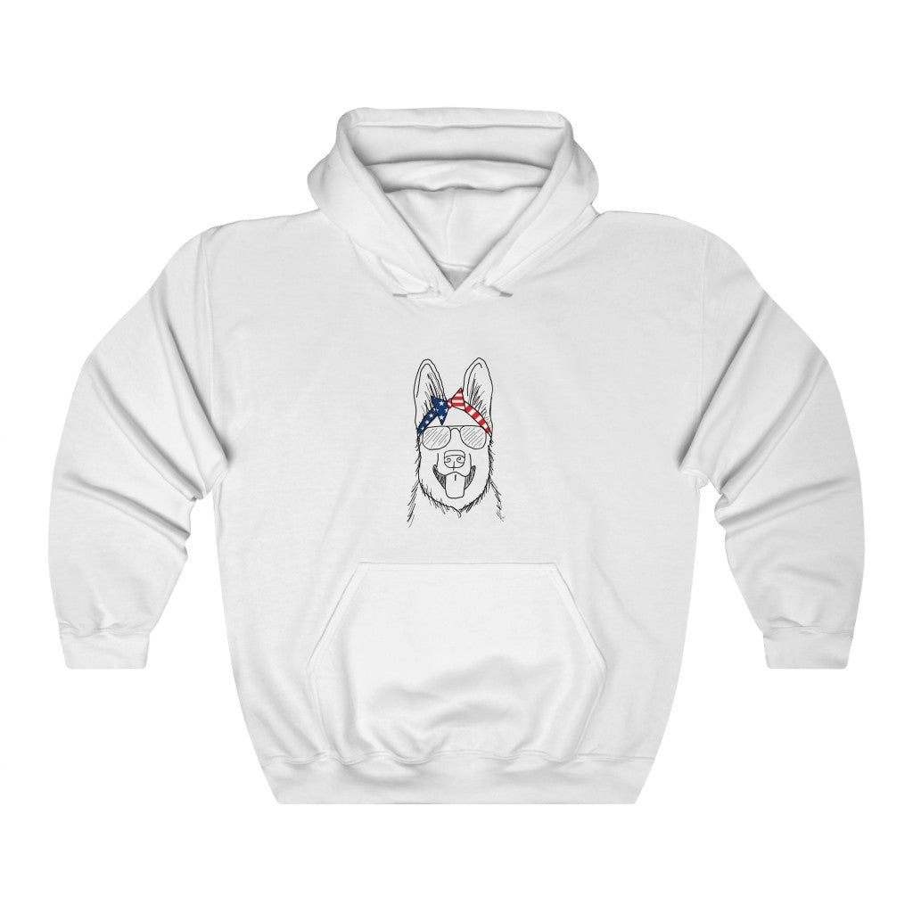 German Shepherd with American Flag Headband Hoodie Sweatshirt
