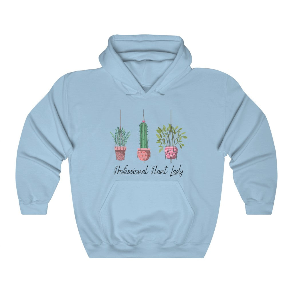If you have kept your plants alive for more than a week, you are basically a professional. This "Professional Plant Lady" hoodie is both stylish and funny. Made with super soft cotton and is perfect for all day wear. Upgrade your style today with this cute plant lover sweatshirt.