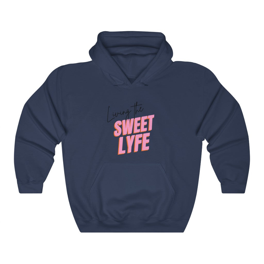 Living the sweet lyfe in a sunny state of mind. This hoodie gives off girly vibes. With light pink lettering, you can make your outfit pop and show off your trendy side at the same time. Put on this sweatshirt and let the compliments roll in and keep the good times going.