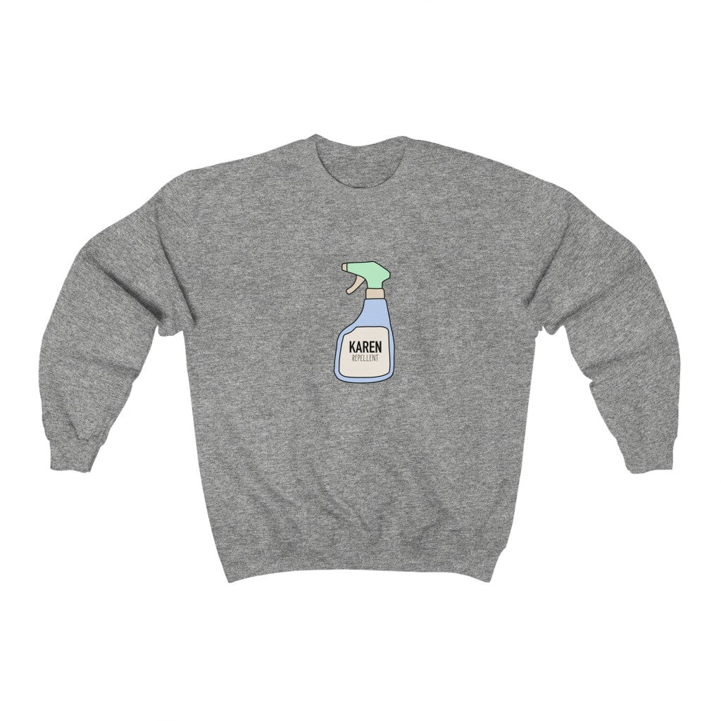 Keep those Karen's away with this funny Karen repellent crewneck sweatshirt. Avoid being cancelled while staying cozy in this sweatshirt.