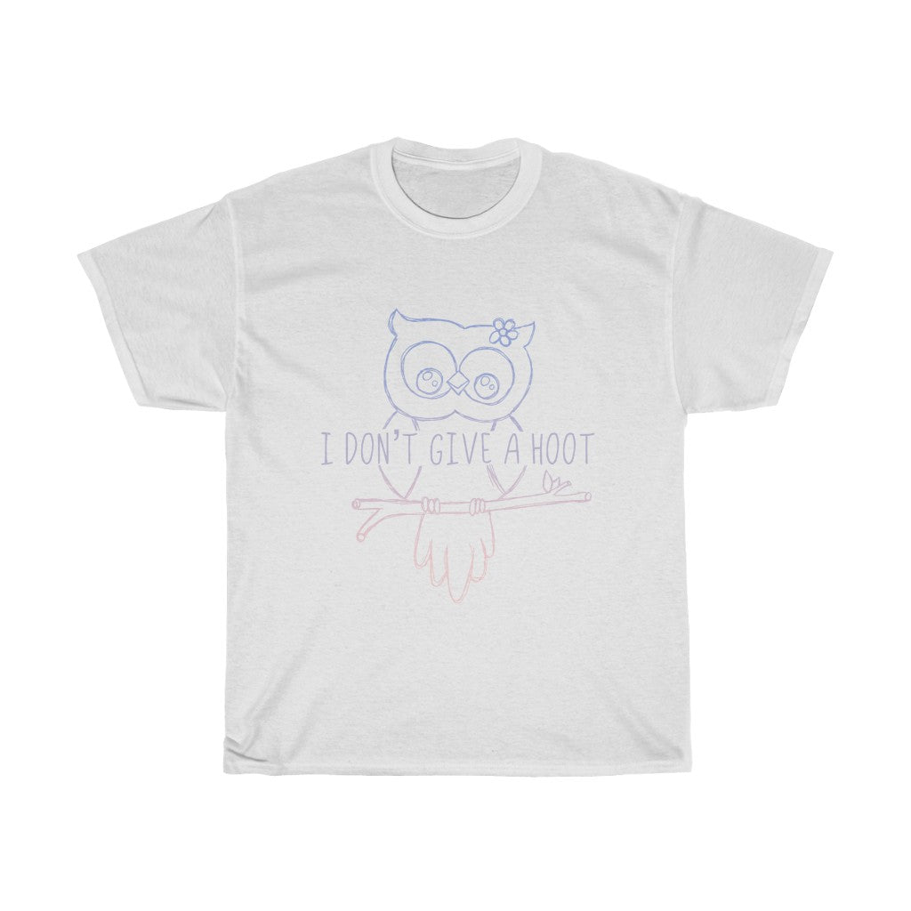 I Don't Give a Hoot! This funny cotton t-shirt is a great way to show your personal sense of humor and your love for cute owls! Also makes a perfect gift for that punny friend in your life!