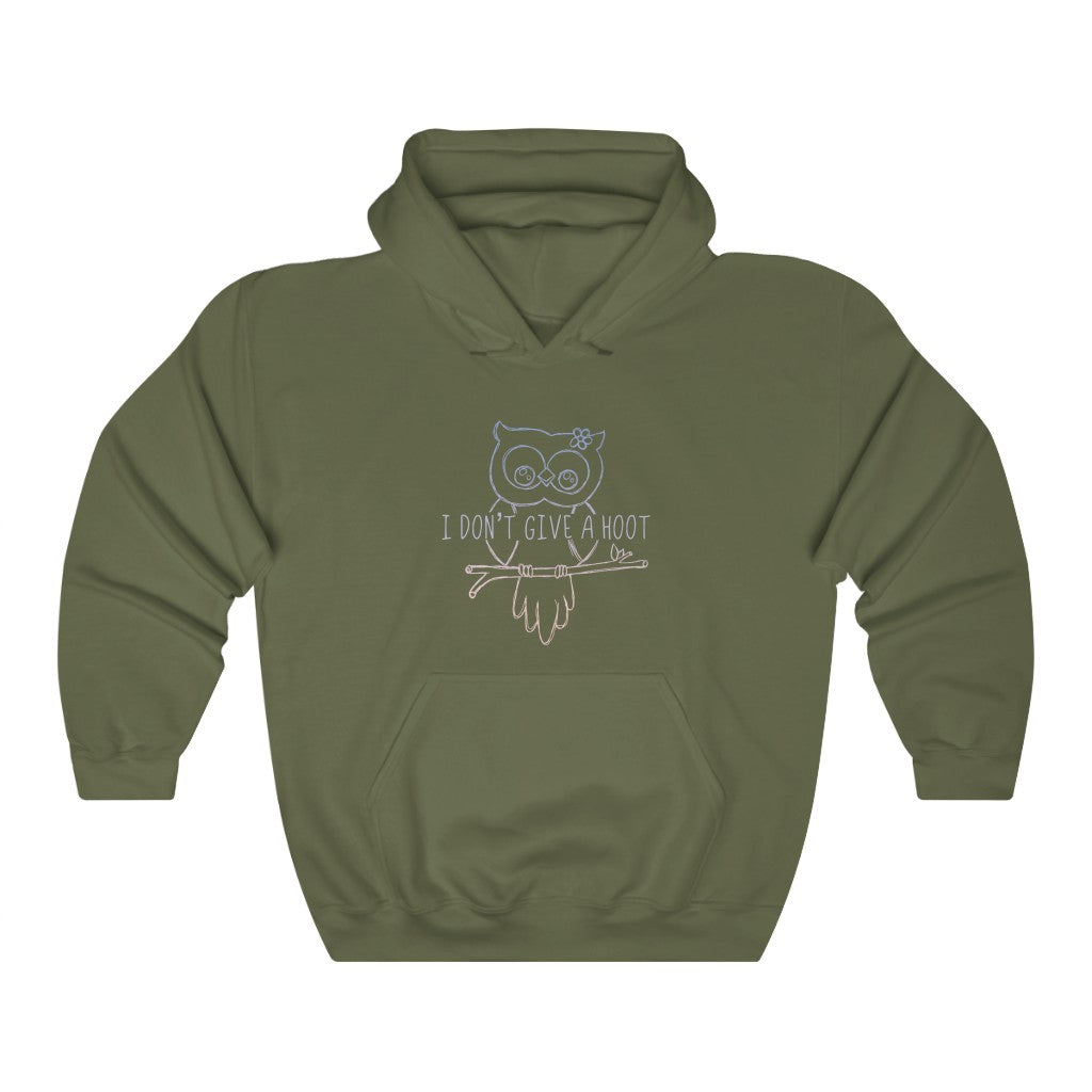 I Don't Give a Hoot! This funny hoodie sweatshirt is a great way to show your personal sense of humor and your love for cute owls! Also makes a perfect gift for that punny friend in your life!