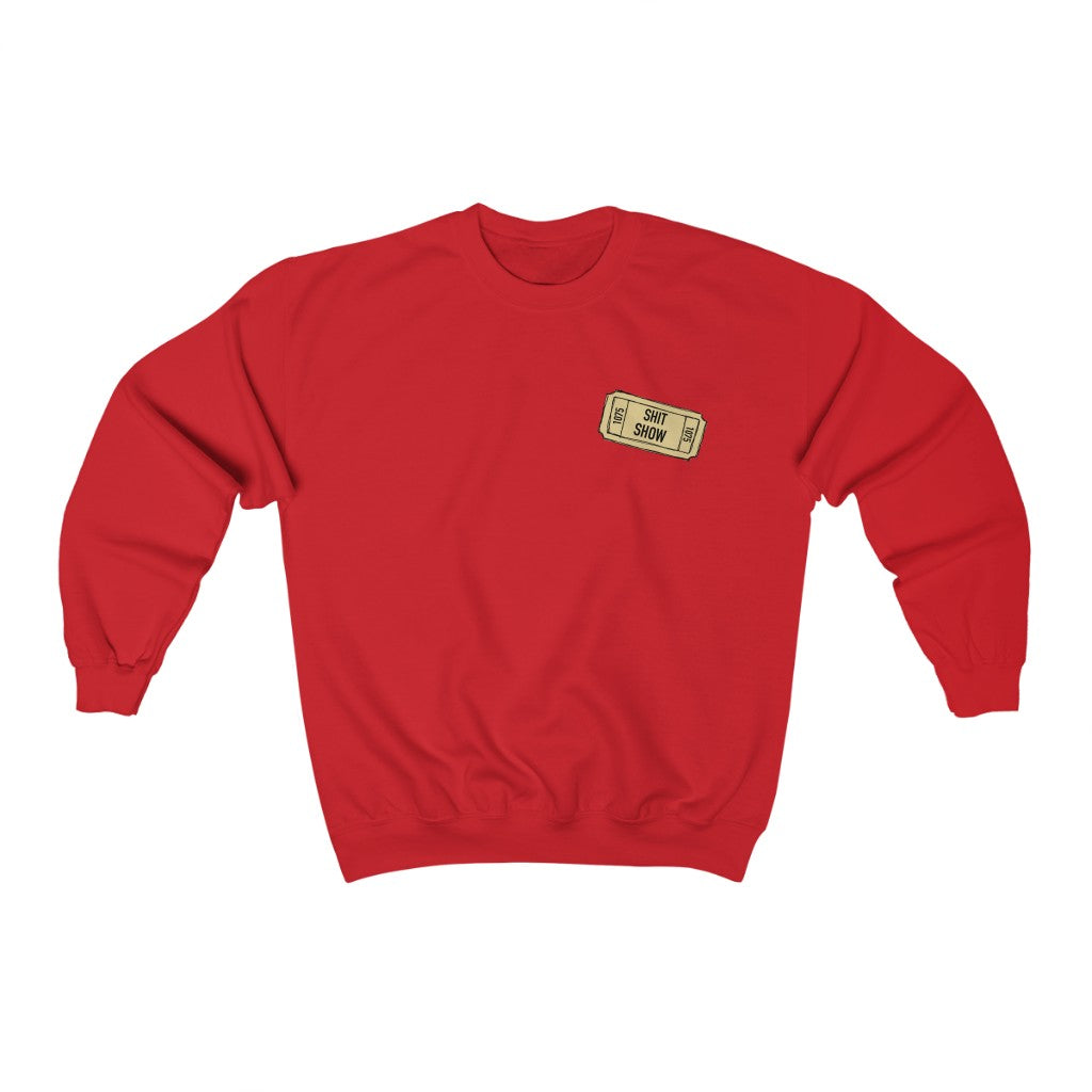 Shit Show...One ticket please! This funny crewneck sweatshirt is perfect for cozying up on those days when you feel like everything is falling apart and life is just a shit show. Cozy up in this sweatshirt and handle the day! Perfect for "those" people in your life ;)