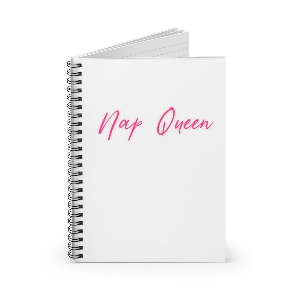 Nap Queen! This notebook is perfect for those cozy days when you can just cuddle up and take a nap, but need to make a list first! Or even if you just wish you could take a nap at all times! This is the perfect gift to give to that one person who is always napping! This journal has 118 ruled line single pages for you to fill up!