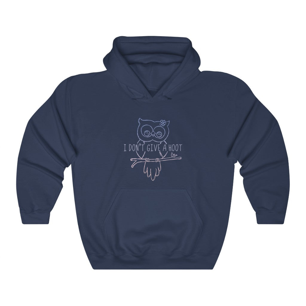 I Don't Give a Hoot! This funny hoodie sweatshirt is a great way to show your personal sense of humor and your love for cute owls! Also makes a perfect gift for that punny friend in your life!