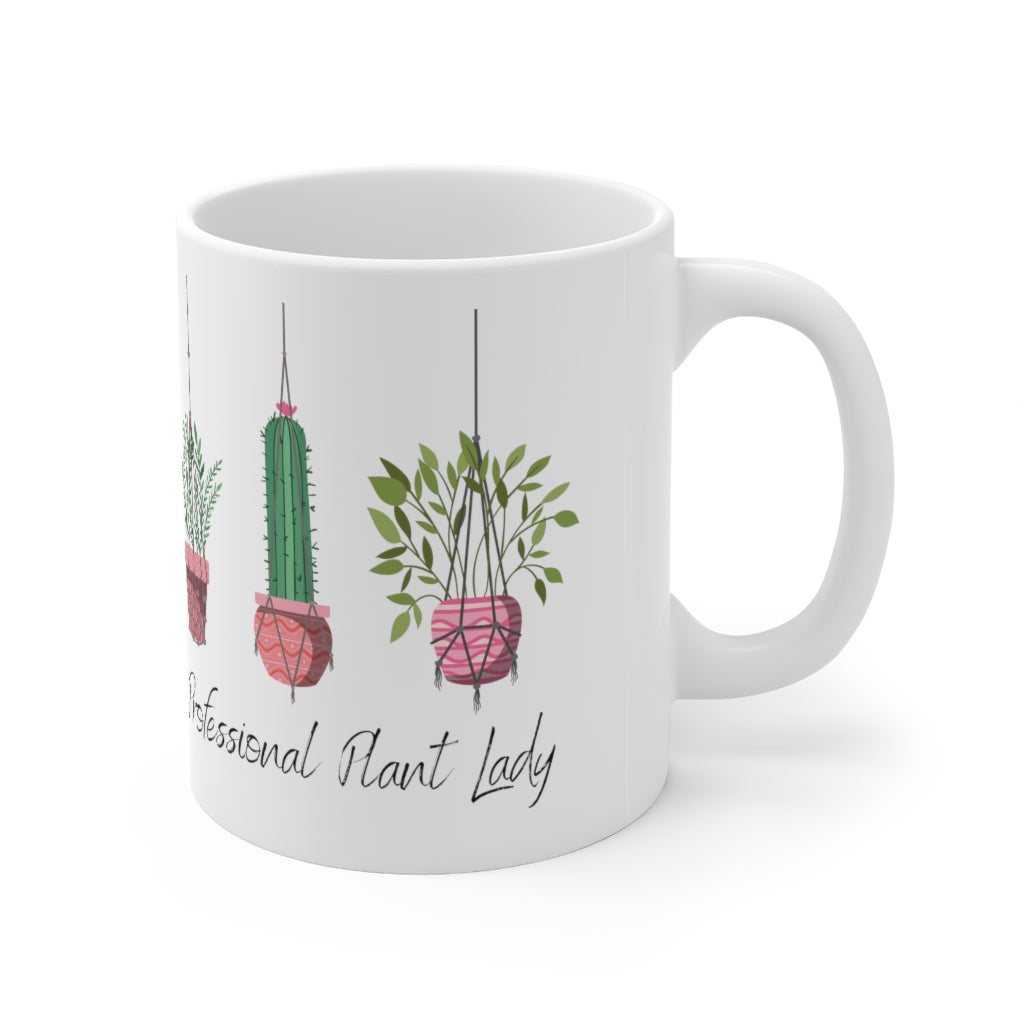 If you have kept your plants alive for more than a week, you are basically a professional. This "Professional Plant Lady" ceramic mug is both stylish and funny. Upgrade your style today with this cute plant lover mug. This mug is 11 oz, lead and BPA free, and microwave and dishwasher safe!