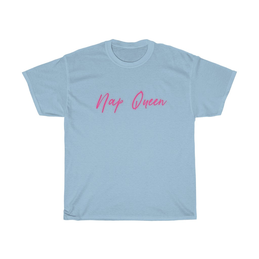 Nap Queen! This cotton t-shirt is perfect for those days when you can just cuddle up and take a nap! Or even if you just wish you could take a nap at all times! This is the perfect gift to give to that one person who is always napping!