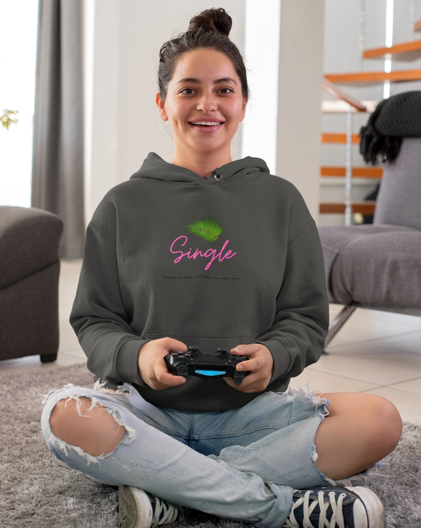 One of the best parts of being single is doing what you want, when you want. This trendy hoodie features a palm leaf and the perfect definition of single. Giving off all the Beverly Hills vibes, you will get all the compliments left and right, and hey, you might get a few dates out of it too (wink, wink!) Designed with a luxurious cotton, you will stay comfortable all day long.