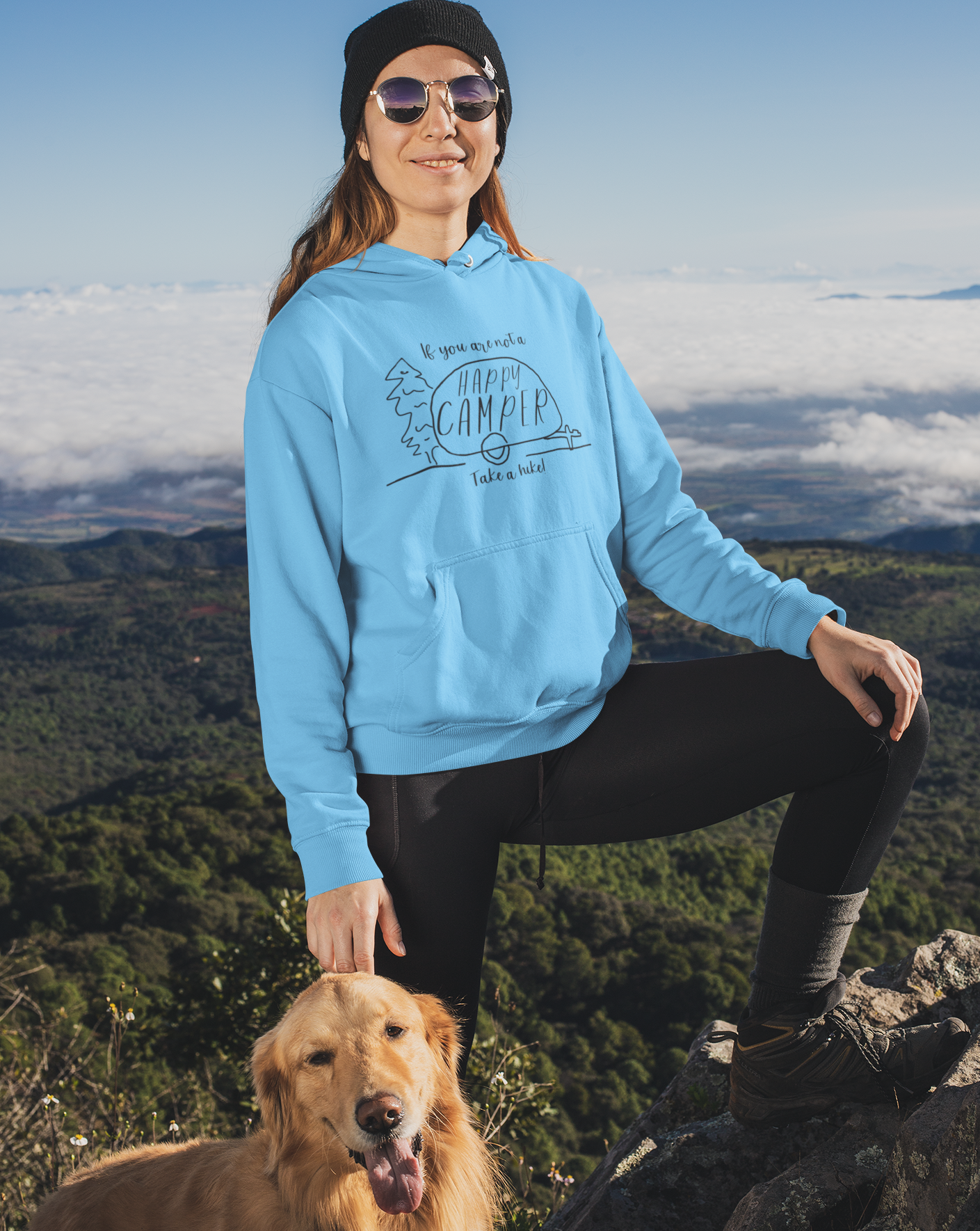 If you are not a HAPPY CAMPER, take a hike! This cozy hoodie sweatshirt is perfect for your camping and hiking adventures. Stay warm out on the trail while showing off your sense of humor with this funny hoodie. Also makes a great gift for that outdoorsy friend in your life.