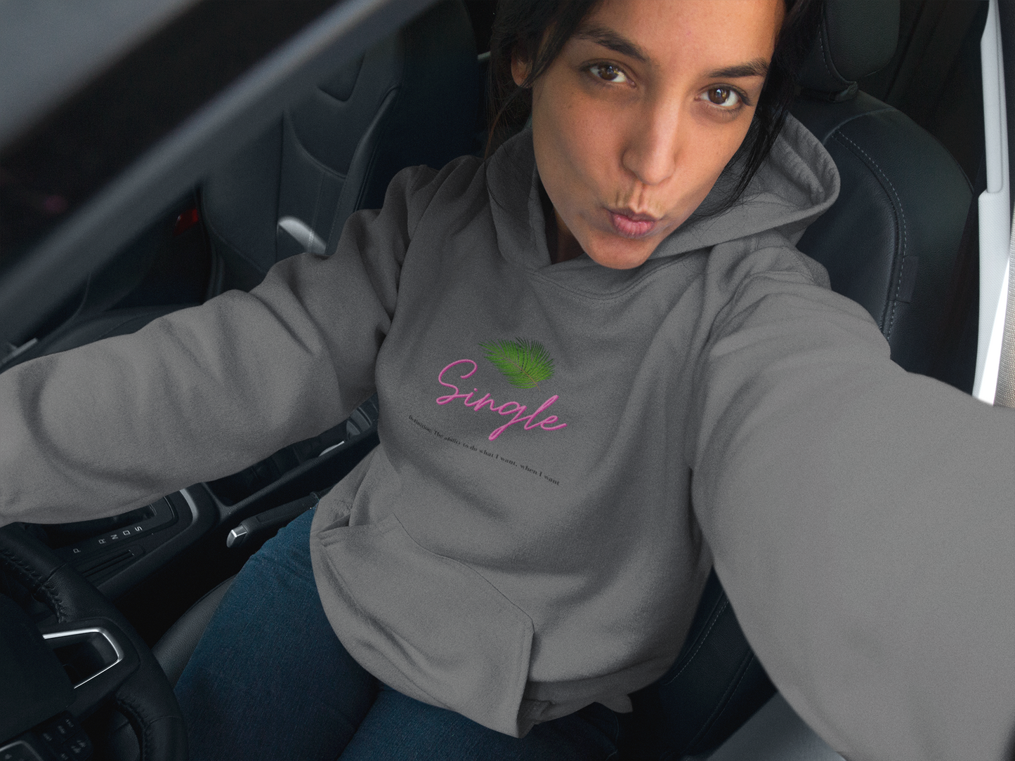 One of the best parts of being single is doing what you want, when you want. This trendy hoodie features a palm leaf and the perfect definition of single. Giving off all the Beverly Hills vibes, you will get all the compliments left and right, and hey, you might get a few dates out of it too (wink, wink!) Designed with a luxurious cotton, you will stay comfortable all day long.