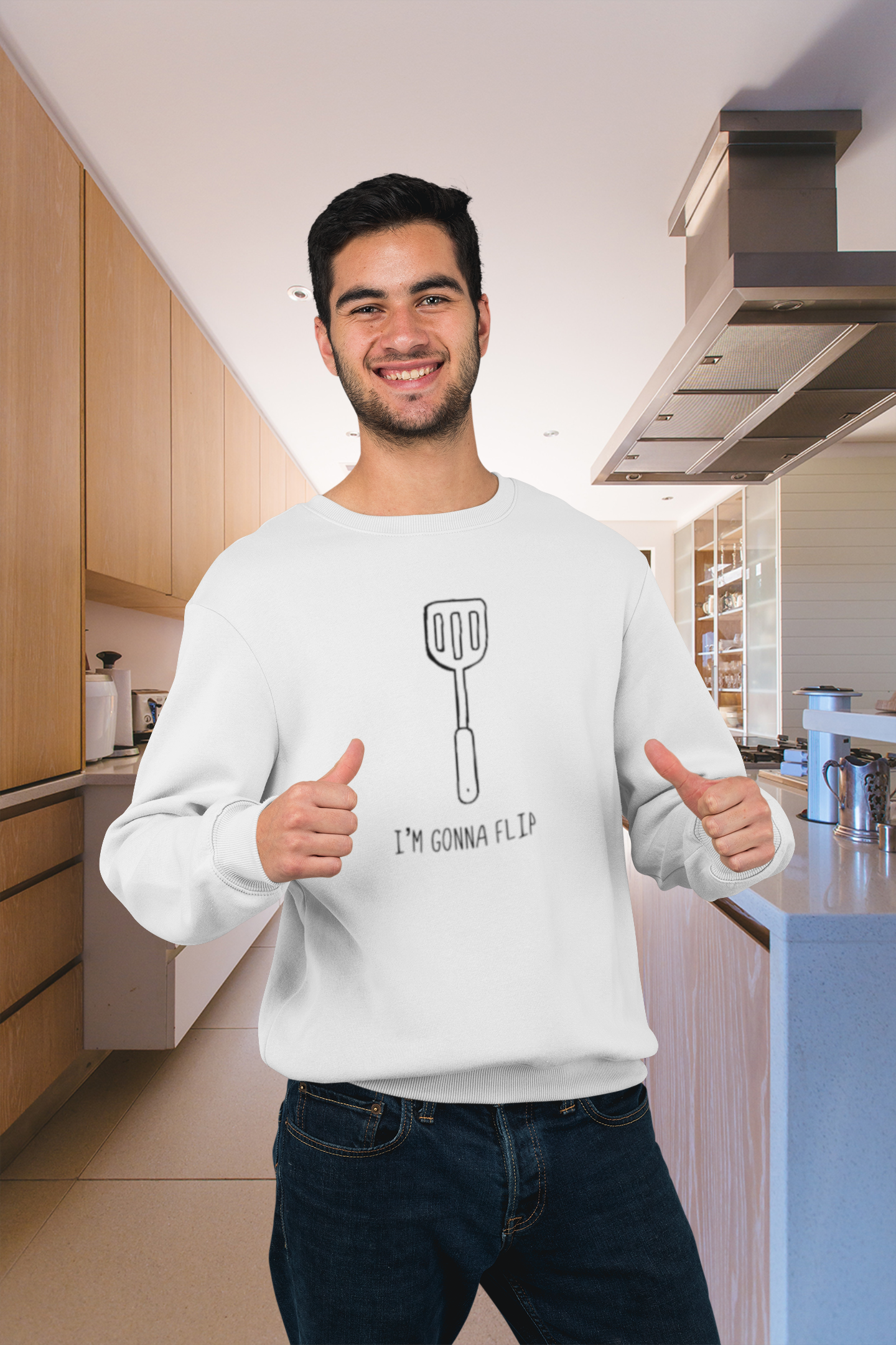 I'm Gonna Flip! This funny crewneck sweatshirt says what every spatula and person is thinking... I'm gonna flip! This sweatshirt would make the perfect gift for that dad joke making friend, or just to show off your sense of humor at those brisk barbeques!
