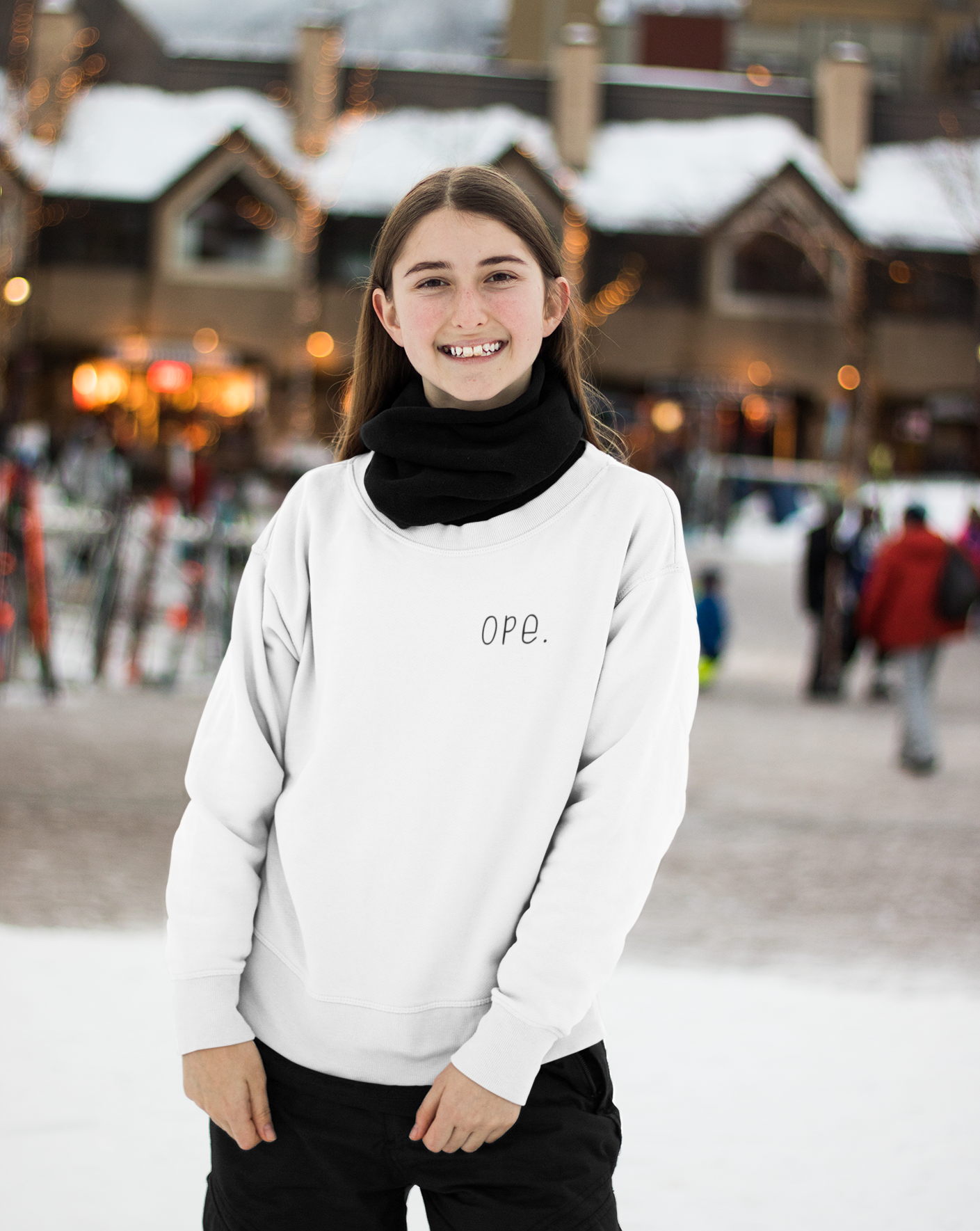 Ope. Ope is a tiny exclamation of surprise, a word you would use if you, say, accidentally bumped into somebody. As in: "Ope, sorry!" This crewneck sweatshirt can do the polite apologies so you don't have to! Perfect gift for that midwestern soul in your life!