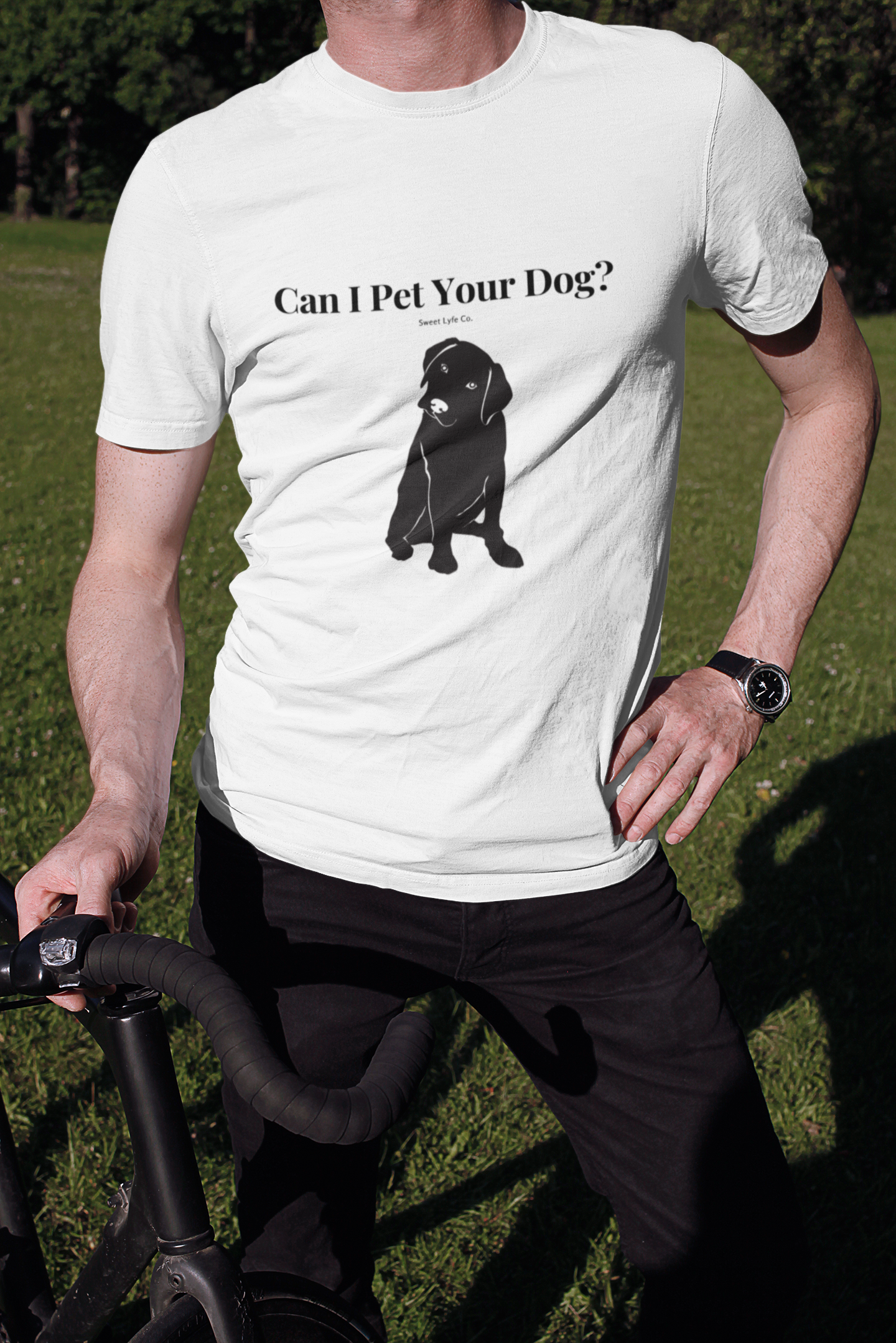 Every time you walk past a dog, your first thought is always “Can I Pet Your Dog?” This funny dog cotton t-shirt is perfect for all occasions and super cozy made with 100% cotton. So next time you walk past a cute pup, you won’t even have to say a word.