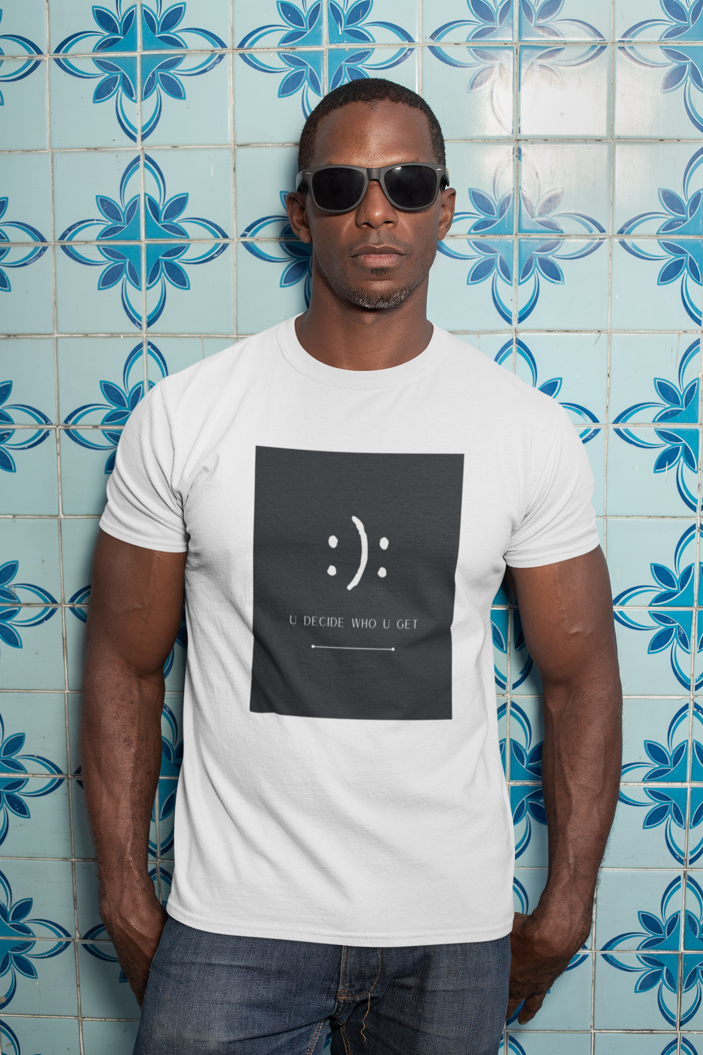 The you decide who you get smiley face cotton t-shirt is perfect for people who can't hide their emotions on their face. This smiley face will let people know up front your personality in a fun and sassy way. The edgy modern graphic will fit easily into your stylish wardrobe!