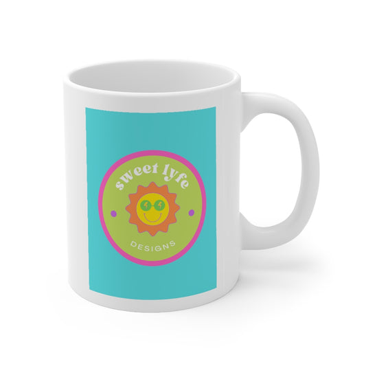 This bright fun colorful ceramic mug has a retro design with a sun wearing sunglasses. With fun pops of color, this cute mug is a unique piece to add to your collection. Make people smile and show off your style and always remember you are living the sweet lyfe. This mug is 11 oz, lead and BPA free, and microwave and dishwasher safe!