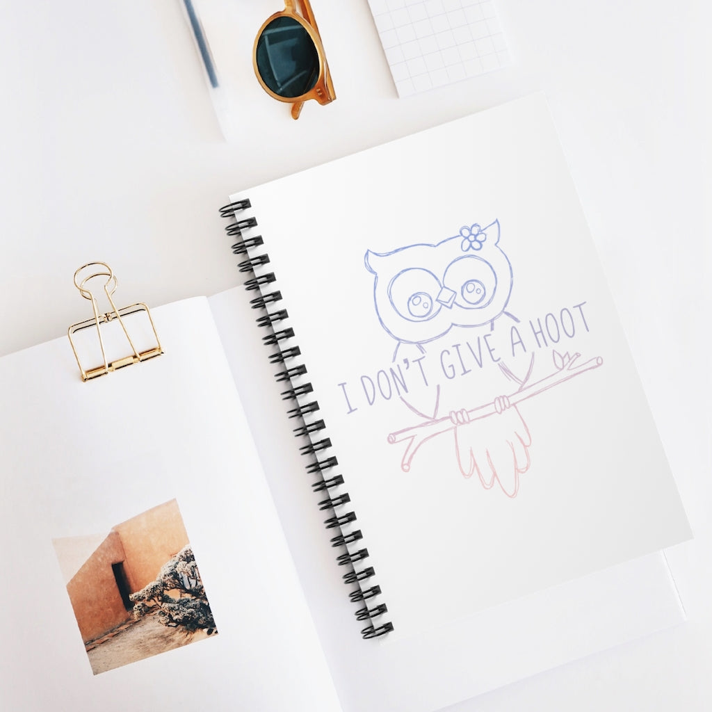 I Don't Give a Hoot! This funny notebook is a great way to show your personal sense of humor and your love for cute owls! Also makes a perfect gift for that punny friend in your life! This journal has 118 ruled line single pages for you to fill up!