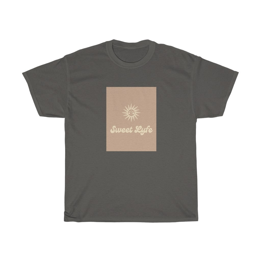 Wherever you go, always bring your own sunshine.  This neutral cotton t-shirt features a sunny design that includes our brand Sweet Lyfe.  Made with a soft high quality cotton for next level comfort.  Upgrade your style and add this t-shirt to your wardrobe today.