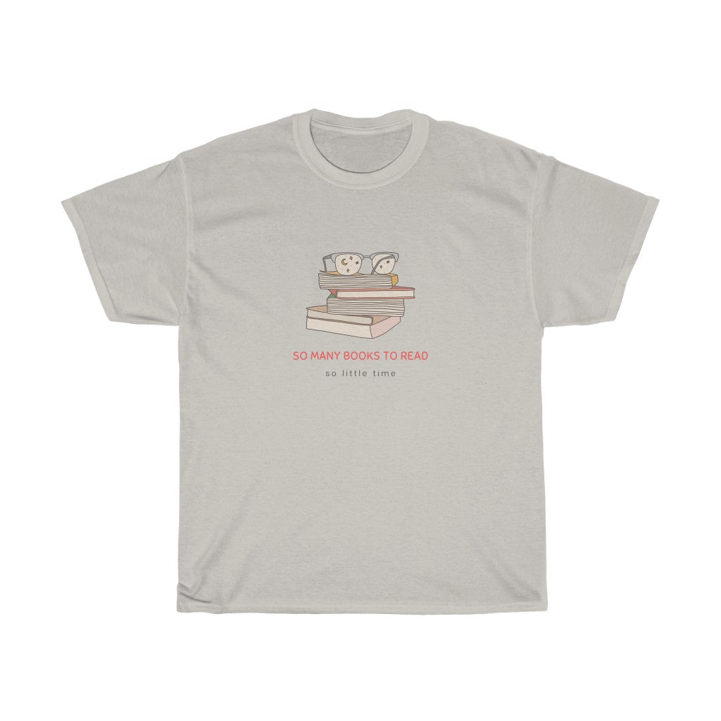 To all the book lovers out there, this t-shirt is for you! Inspired by bookworms everywhere, this cotton t-shirt has a cute book design with the phrase “So Many Books To Read So Little Time”. Made with a super soft cotton, this stylish t-shirt is great for snuggling up on the couch with a new book in hand. This is a great gift idea for your bookclub or anyone who is a reader.