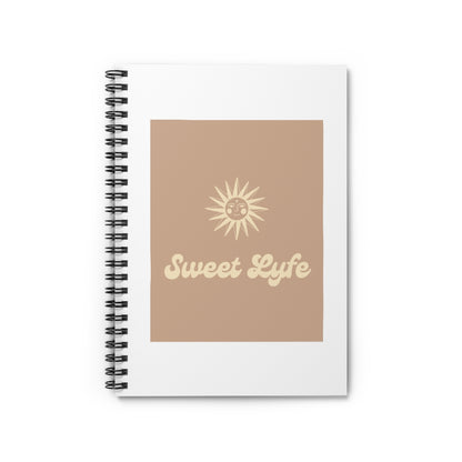 Wherever you go, always bring your own sunshine.  This neutral notebook features a sunny design that includes our brand Sweet Lyfe.   Upgrade your style and add this journal to your collection today! This journal has 118 ruled line single pages for you to fill up!
