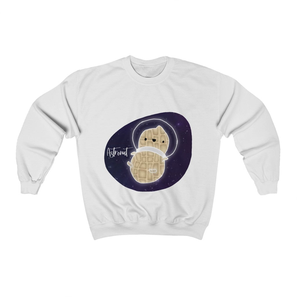 What do you get when you cross an astronaut and a peanut?... an Astronut! Show off your sense of humor in this funny, galactic, out of this world crewneck sweatshirt. Makes the perfect gift for your punny uncle or for your friend who can't stop making dad jokes!