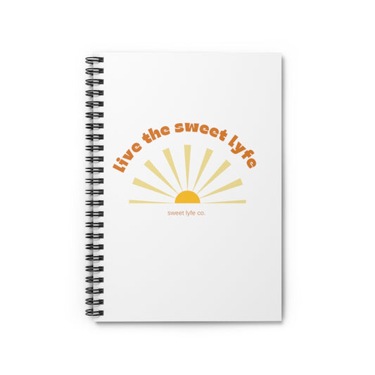 Sunshine is good for the mind, body, and soul.  Live the sunny sweet lyfe with this retro graphic notebook.  This journal is perfect for those sunny days a the park or for keeping those to do lists organized.  Step up your style and add this to your collection today. This journal has 118 ruled line single pages for you to fill up!