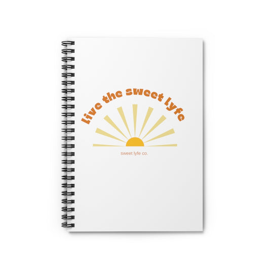 Sunshine is good for the mind, body, and soul. Live the sunny sweet lyfe with this retro graphic notebook. This journal is perfect for those sunny days a the park or for keeping those to do lists organized. Step up your style and add this to your collection today. This journal has 118 ruled line single pages for you to fill up!