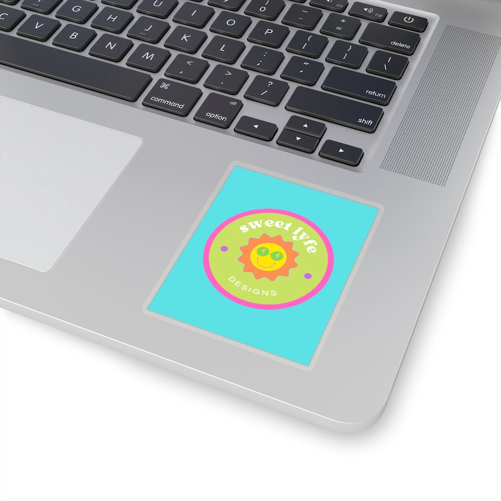 This bright fun colorful sticker has a retro design with a sun wearing sunglasses.  With fun pops of color, this cute sticker is a unique piece to add to your collection.  Make people smile and show off your style and always remember you are living the sweet lyfe.