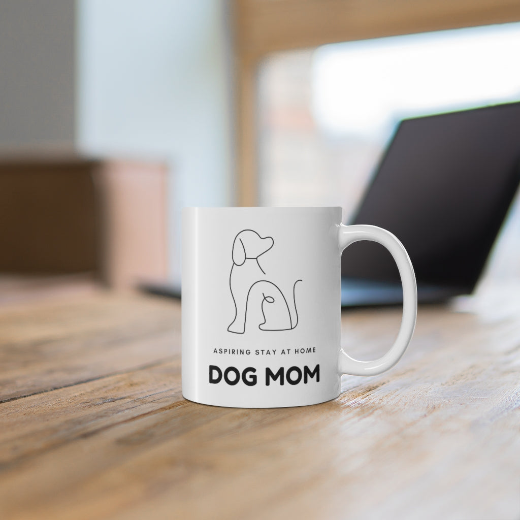 When your only aspiration in life is to make sure your dog has the best life possible.  This funny Aspiring Stay at Home Dog Mom ceramic mug is goals. Perfect for coffee and cuddling on the couch with your furry friend, this will be your new favorite mug guaranteed. This mug is 11 oz, lead and BPA free, and microwave and dishwasher safe! 