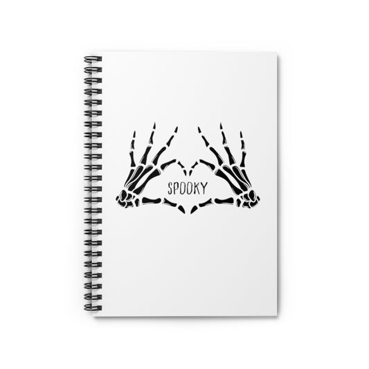 Spooky Skeleton Heart Hands Spiral Notebook - Ruled Line