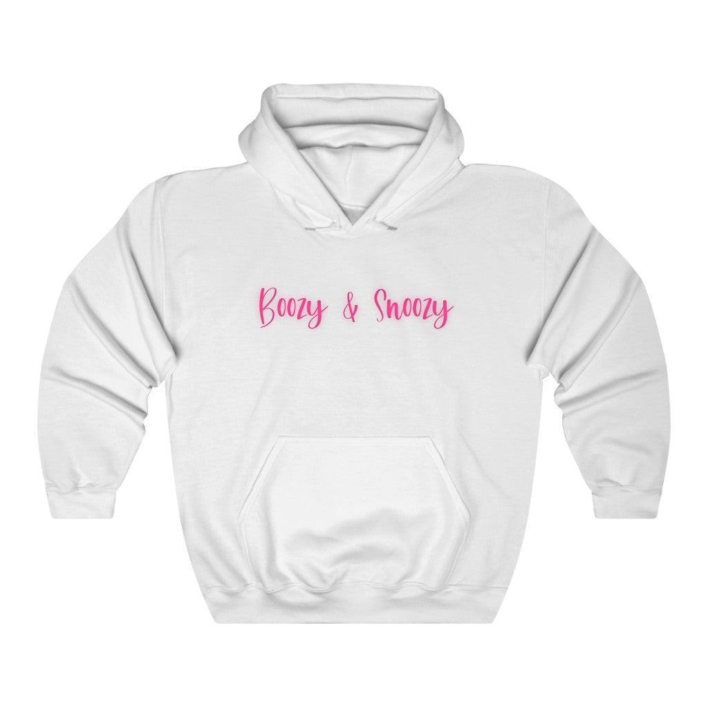 Boozy and Snoozy! Sleepy but still need a drink? This hoodie sweatshirt is perfect for brunch with the girls or a great gift for your boozy friends. After a long nigth out partying you can throw on this festive hoodie to make your way through the day.