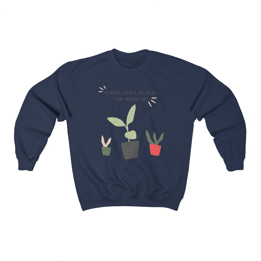 When all you want is a night in with your plants. This punny crewneck sweatshirt is bright and fun and says, “Sorry I Have Plants This Weekend”. Great for introverts and all who just like alone time and self care. Add this stylish funny piece to your collection today.
