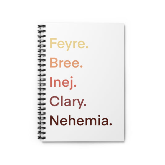 Female Book Characters Spiral Notebook - Ruled Line - @agalsgottaread Exclusive!