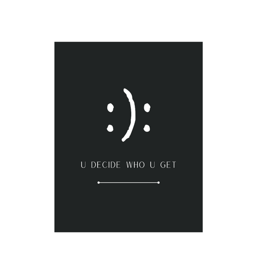 The you decide who you get smiley face notebook is perfect for people who can't hide their emotions on their face. This smiley face will let people know up front your personality in a fun and sassy way. The edgy modern graphic will fit easily onto your daily accessories! This journal has 118 ruled line single pages for you to fill up!