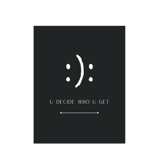 The you decide who you get smiley face notebook is perfect for people who can't hide their emotions on their face.  This smiley face will let people know up front your personality in a fun and sassy way.  The edgy modern graphic will fit easily onto your daily accessories! This journal has 118 ruled line single pages for you to fill up!