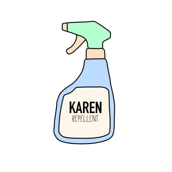 Keep those Karen's away with this funny Karen repellent sticker.  Avoid being cancelled with this funny karen repellent spray bottle sticker. 