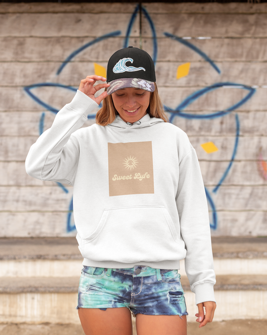 Wherever you go, always bring your own sunshine. This neutral hoodie features a sunny design that includes our brand Sweet Lyfe. Made with a soft high quality cotton for next level comfort. Upgrade your style and add this sweatshirt to your wardrobe today.