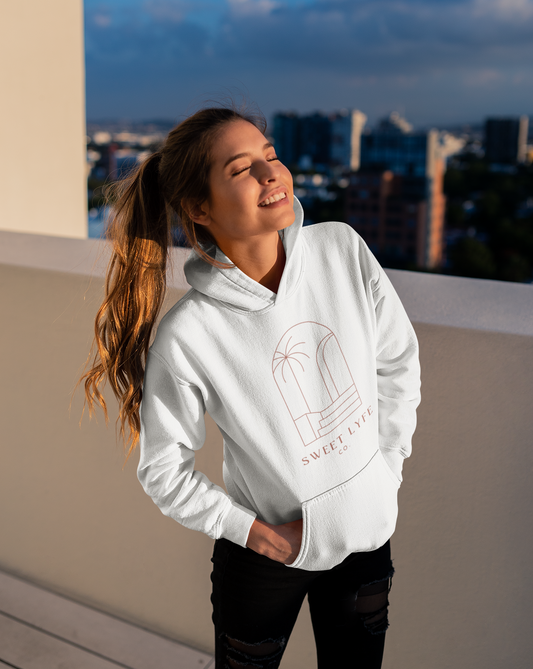 Wishing you were on a beach somewhere? Us too! This tropical hoodie has a minimalist design that inspires all things beachy. Made with a breathable cotton, you can rock this sweatshirt in comfort and style.