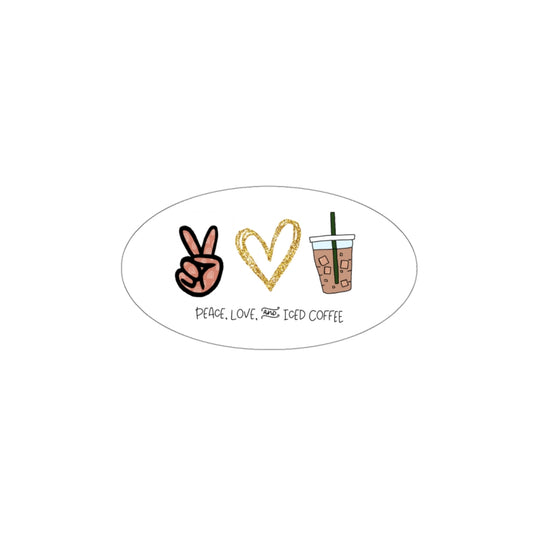 Peace, Love, and Iced Coffee... the only things that matter! This sticker is perfect for your waterbottle on those morning walks to get coffee, or just for cozying up with your laptop at home with your favorite iced coffee in hand. This sticker makes the perfect gift for that iced coffee drinker in your life!