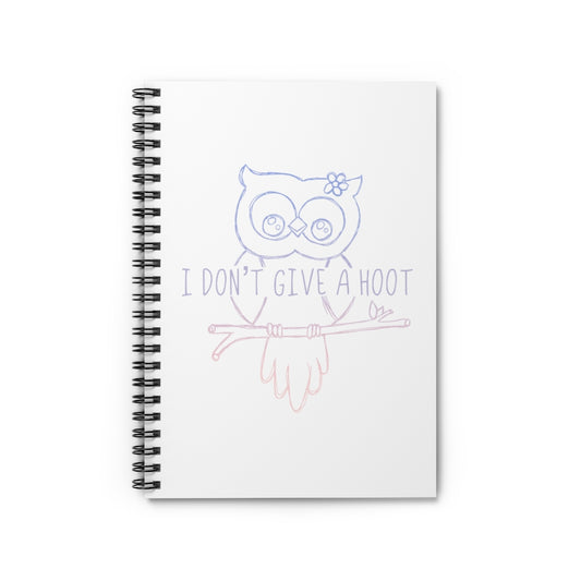 I Don't Give a Hoot! This funny notebook is a great way to show your personal sense of humor and your love for cute owls! Also makes a perfect gift for that punny friend in your life! This journal has 118 ruled line single pages for you to fill up!