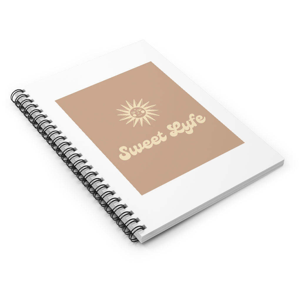 Wherever you go, always bring your own sunshine.  This neutral notebook features a sunny design that includes our brand Sweet Lyfe.   Upgrade your style and add this journal to your collection today! This journal has 118 ruled line single pages for you to fill up!