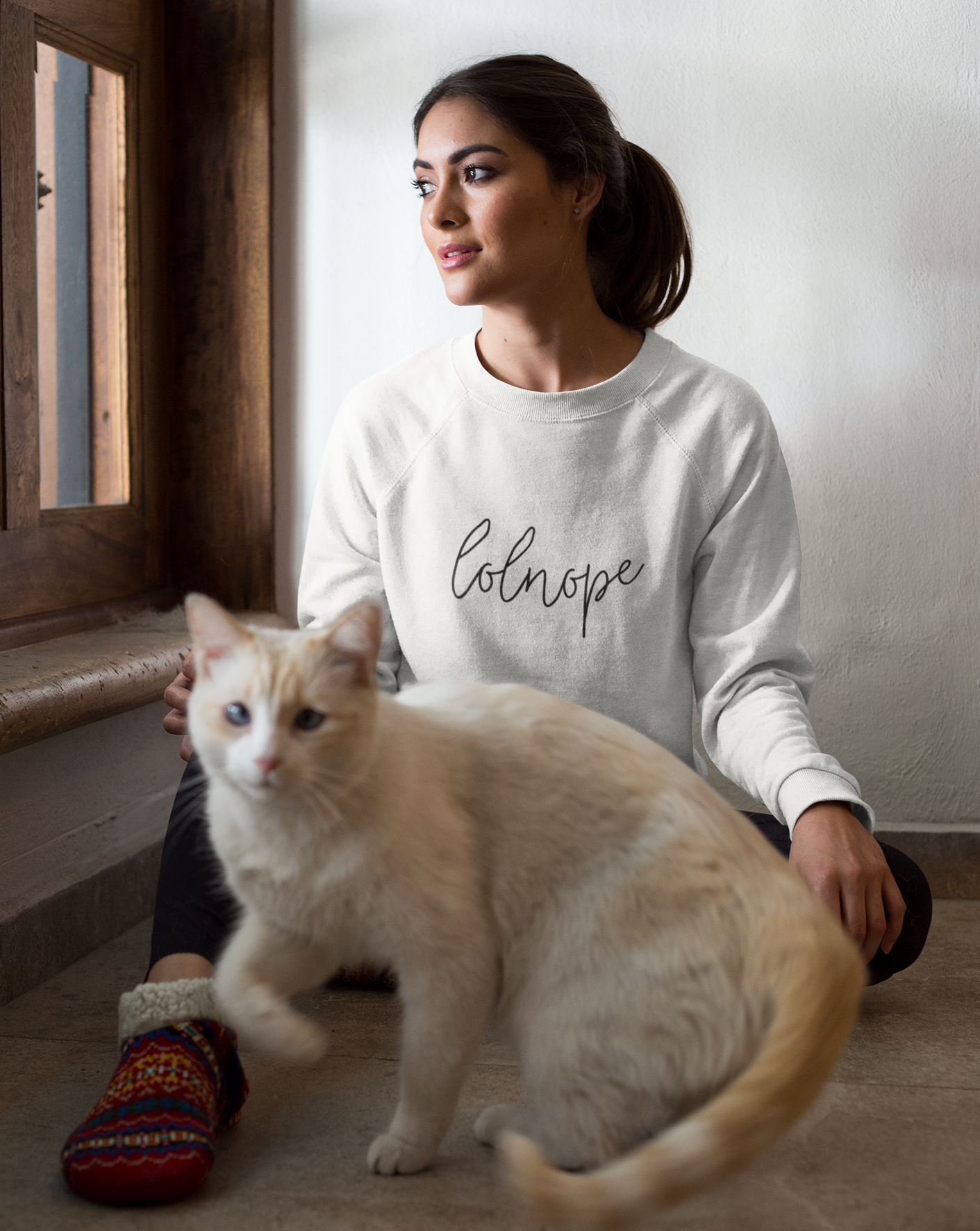 Ever have those days where you just say lolnope? This funny crewneck sweatshirt can say it so you don't have to! This sweatshirt makes a great gift for those who just can't in your life!